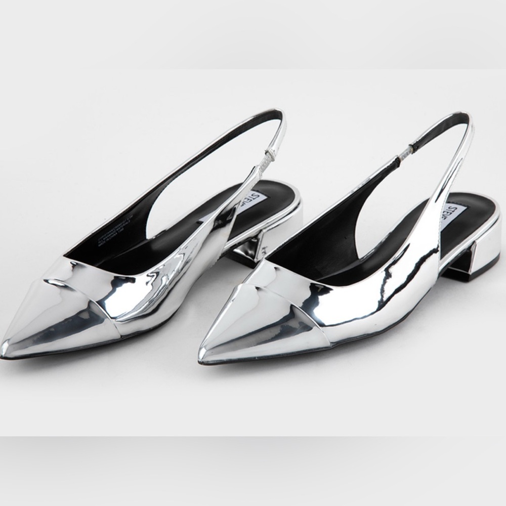 Silver Slingback Pointed Toe Heels